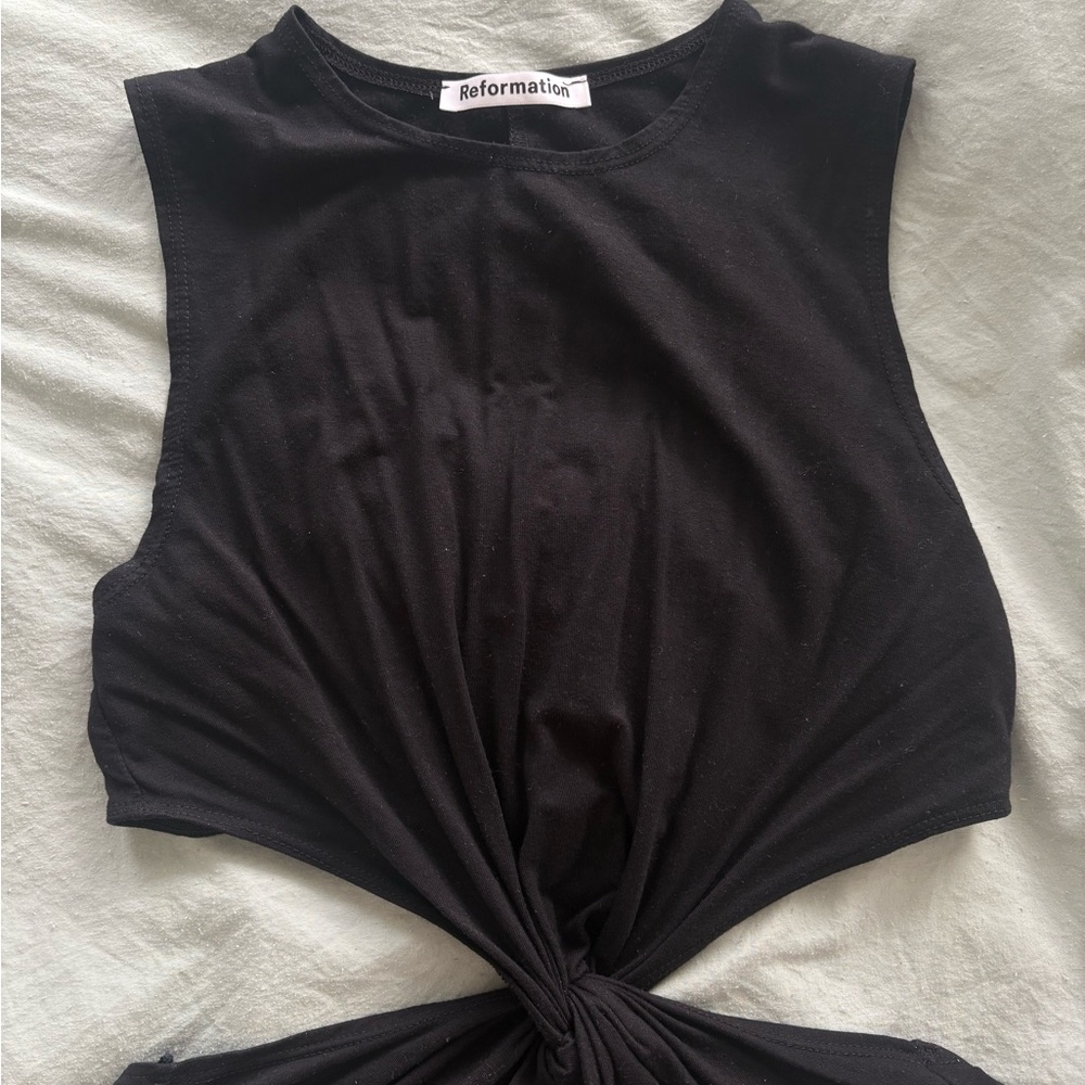 Reformation Black Twist Front Dress